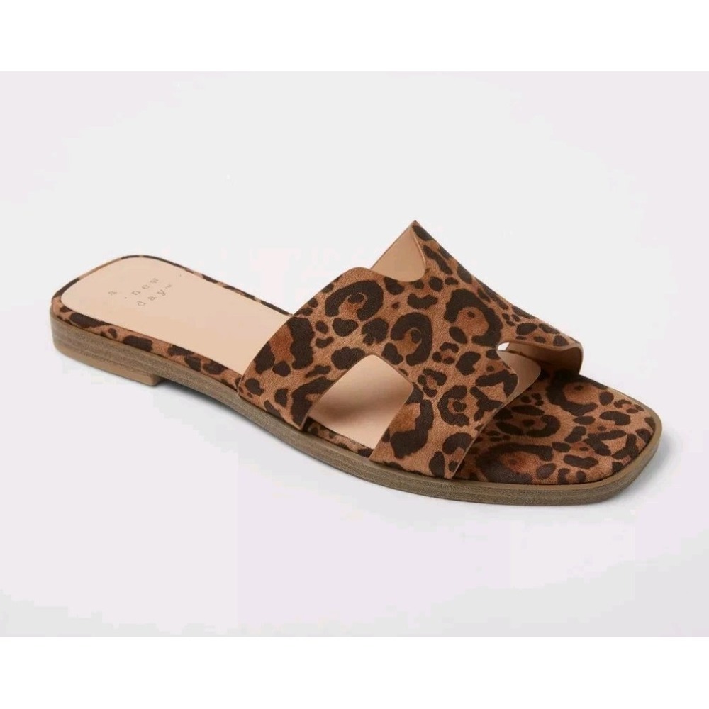 Women's Nina Slide Sandals  - A New Day animal print 9 NEW